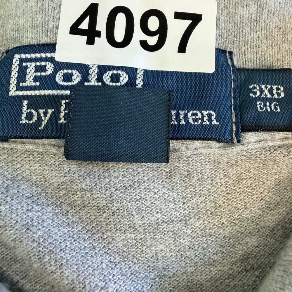 Polo Ralph Lauren Polo Shirt Mens 3XB Grey Solid Cotton Big & Tall Classic Pony